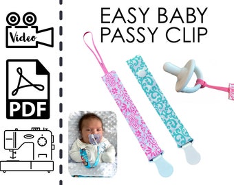 Baby Binky Clip Holder Sewing Pattern & Tutorial | Elastic | Snaps | Newborn | Easy DIY | Gift to Sew | Infant | PDF | Digital Download