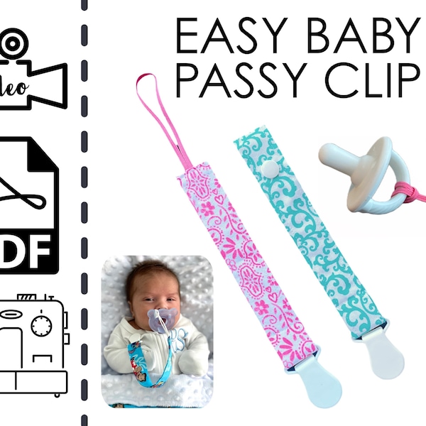 Baby Binky Clip Holder Patron de couture et tutoriel | Élastique | Snaps | Nouveau-né | Bricolage facile | Cadeau à coudre | Bébé | PDF | Téléchargement numérique