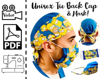 EASY Unisex Tie Back Scrub Cap Sewing Tutorial | Sew | Pattern | Easy DIY | Gift to Sew | Chemo | Men | Women | How to |Nurse | Nurses | CNA