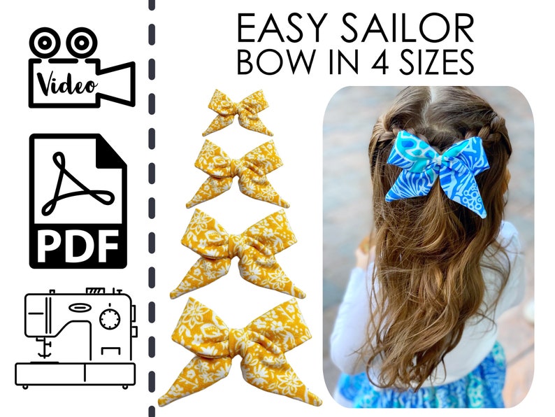 Fabric Sailor Hair Bow Sewing Pattern & VIDEO Tutorial Etsy