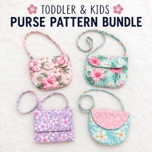 Toddler & Kids Purse Bundle Sewing Pattern and VIDEO Tutorial | Printable PDF | Easy DIY Girls Gift to Sew | Instant Download | Instructions