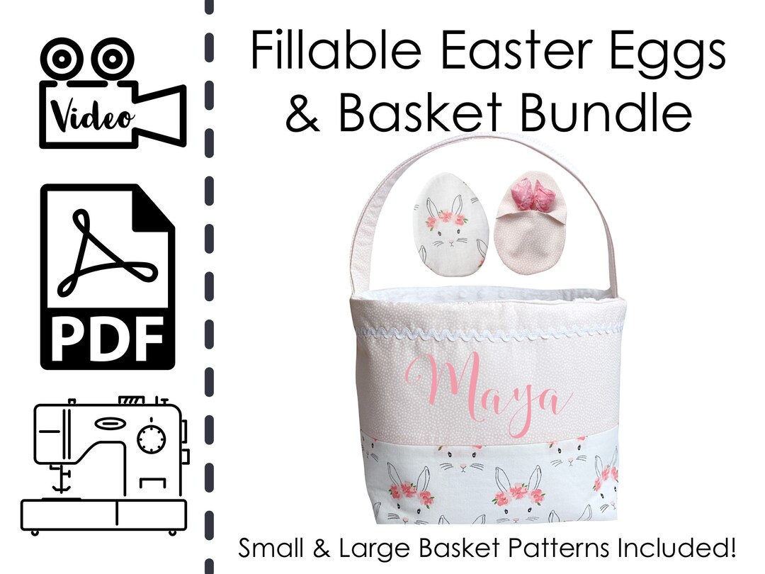 EASY Easter Basket and Fillable Fabric Easter Eggs Bundle Sewing ...