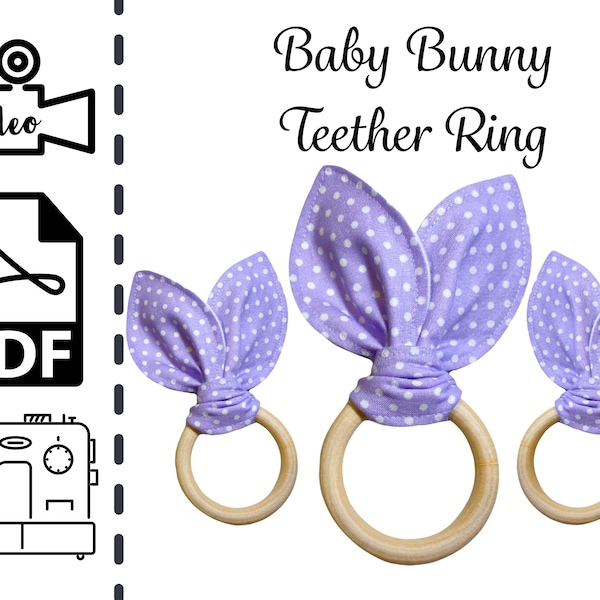 Baby Bunny Teether Ring Toy Sewing Pattern & Tutorial | Newborn | Easy DIY | Baby Shower Gift | PDF | Instant Download EASTER Basket Stuffer