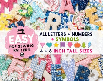 Fabric Letter PDF Sewing Pattern + Tutorial | Alphabet, Numbers & Shapes | 4 + 6 Inch Printable Templates | Easy Custom Baby Name Garland