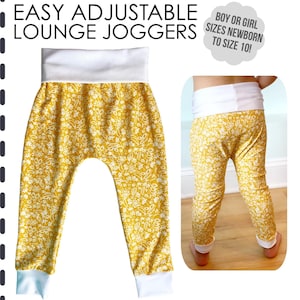 EASY Beginners Lounge Jogger Pants Sewing Pattern & Video Tutorial | Printable PDF | Newborn to Size 10 | Boy or Girl | Baby | Toddler Knit