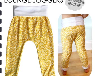 EASY Beginners Lounge Jogger Pants Sewing Pattern & Video Tutorial | Printable PDF | Newborn to Size 10 | Boy or Girl | Baby | Toddler Knit