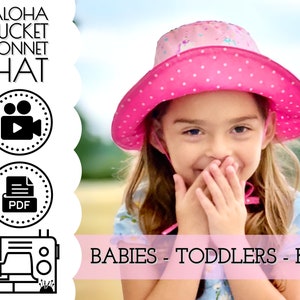 Bucket Hat Bonnet Sewing Pattern & VIDEO Tutorial | Printable PDF | Spring or Summer Hats | Baby, Toddler, Kids | Beginners | Boy, Girl