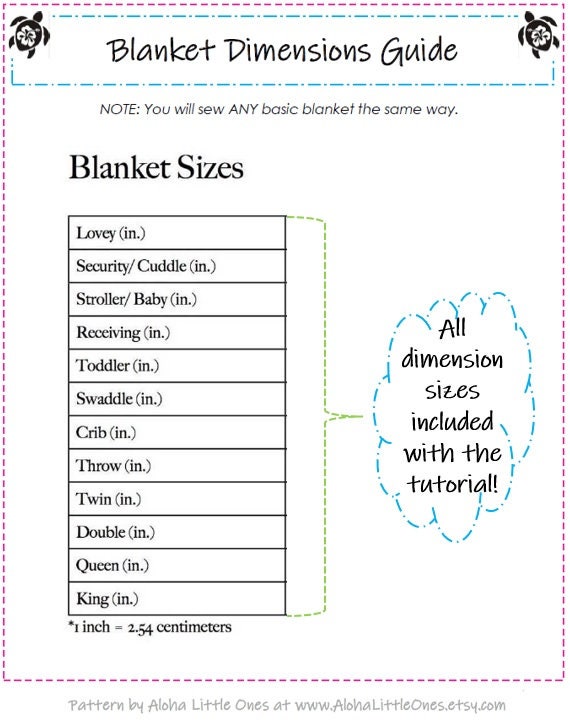 Baby Blanket Size Guide, Blanket Size Chart, Downloadable Size