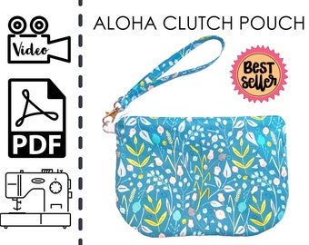 Beginners Zipper Clutch Pouch Sewing Pattern & VIDEO Tutorial | Printable PDF | Easy DIY Gift to Sew | Instant Download | Instructions Bag