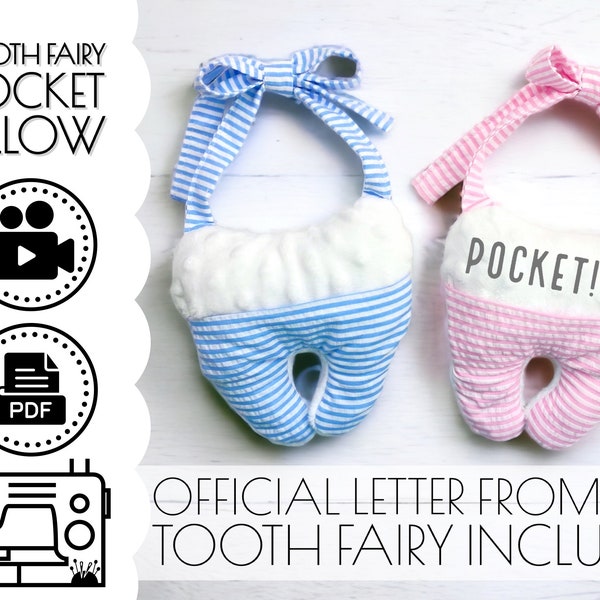 Tooth Fairy Pocket Pillow Hanger Sewing Pattern with PDF Printable Letter from the Tooth Fairy and Coupons, VIDEO Tutorial | Easy Beginners