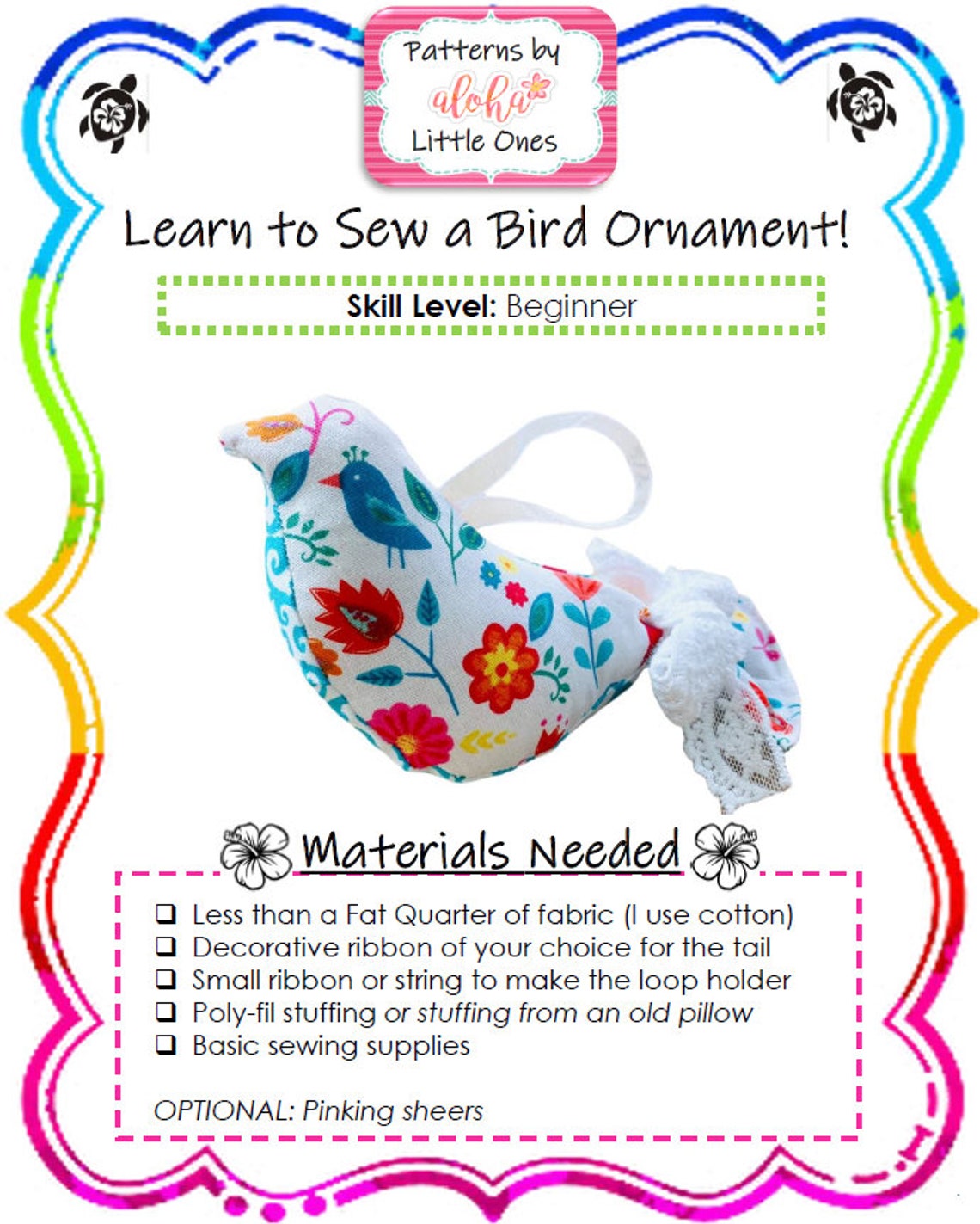EASY Partridge Bird Ornament Sewing Pattern & Tutorial | Beginners ...