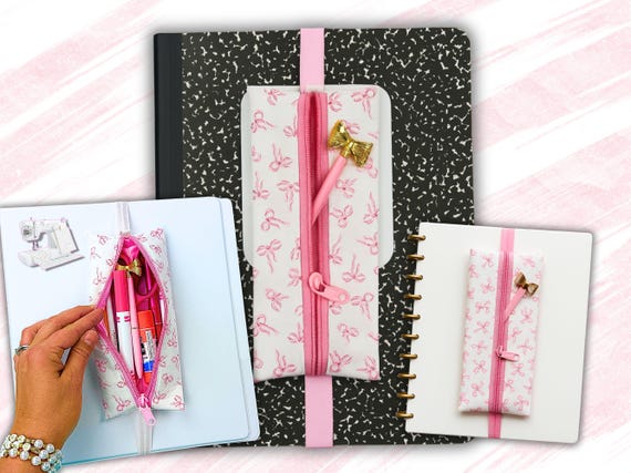 ANY SIZE Zipper Pencil Pouch Bookmark Sewing Pattern & VIDEO Tutorial | Back to School Beginners Sewing Project | Notebook, Binder, Journal