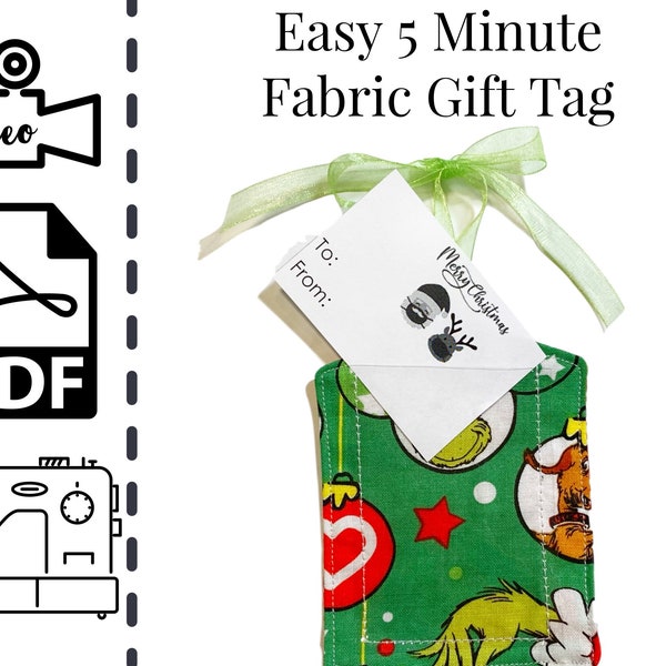5 Minute Fabric Gift Tag Holder Sewing Pattern and Tutorial | Sew | Pattern | Easy DIY | Beginner Friendly | Reusable Christmas | Birthday