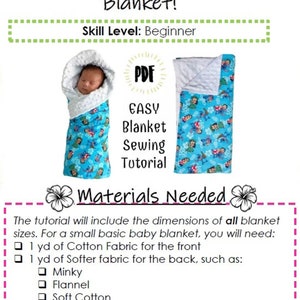 Learn to Sew ANY Size Blanket DIY Tutorial How to Sewing Pattern eBook Instructions PDF Baby Shower Gift Recieving Toddler image 3