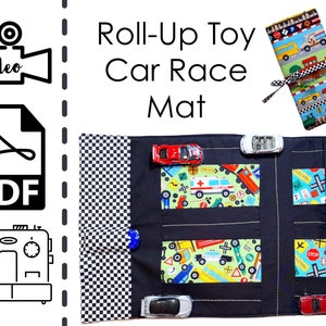 Patrón de costura de alfombra de coche de juguete enrollable de viaje y tutorial en vídeo / PDF imprimible / Regalo de bricolaje fácil para coser / Descarga instantánea / Instrucciones para el coche de carreras