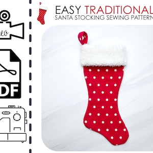 Weihnachtsstrumpf-Schnittmuster in traditioneller Größe mit Video-Tutorial | Einfaches DIY Weihnachtsgeschenk zum Nähen | Anfänger | Groß | Schnell