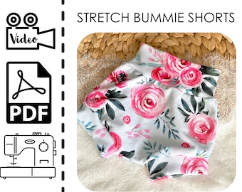 Essential Stretch Bummies Shorts Sewing Pattern & VIDEO Tutorial | How to Sew | Babies Girls | PDF | Baby Shower Gift | Boys | DIY | Yoga