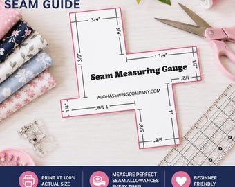Printable Seam Measuring Guide | Seam Allowance Guide | Sewing Machine Seam Gauge | PDF Sewing Tool | Beginner Sewing Helper | Learn to Sew