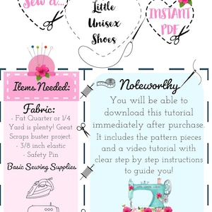 BESTSELLER Unisex Baby Shoes Sewing Pattern & Tutorial Newborn Toddler Baby Shower Gift to Sew PDF Instant Download Digital image 8