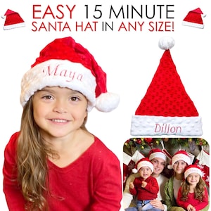 Easy 15 Minute Santa Hat Sewing Pattern & VIDEO Tutorial | Printable PDF | Gifts to Sew | Beginners Project | Baby, Toddler, Kids and Adults