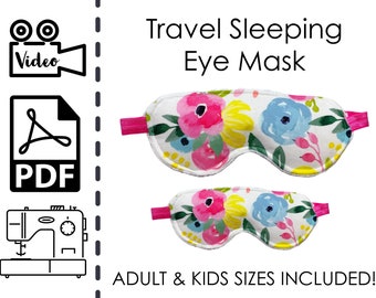 Sleeping Eye Mask Sewing Pattern & VIDEO Tutorial | Printable PDF | Easy DIY Gift to Sew | Instant Download | Instructions, Travel Accessory