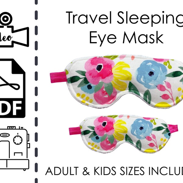 Sleeping Eye Mask Sewing Pattern & VIDEO Tutorial | Printable PDF | Easy DIY Gift to Sew | Instant Download | Instructions, Travel Accessory