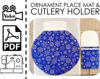 Ornament Placemat and Cutlery Holder Sewing Pattern & VIDEO Tutorial | Printable PDF | Easy DIY Gift to Sew | Instant Download | Table Decor