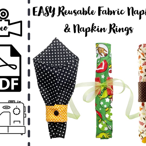 EASY Eco Friendly Reusable Fabric & Rings Napkin Sewing Tutorial | Sew | Pattern | Easy DIY | Gift to Sew | Napkins | Holiday | Thanksgiving