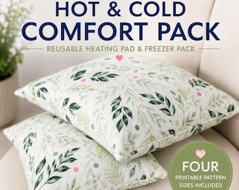 Hot Cold Comfort Pack PDF Sewing Pattern | Reusable Heating Pad + Freezer Pack | 4 Sizes + Instructions Cards (Written DIY + Video Tutorial)