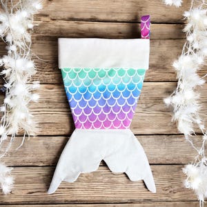 Mermaid Tail Christmas Stocking Sewing Pattern & VIDEO Tutorial | Printable PDF | Easy DIY Gift to Sew | Holiday Gifts for Her - Little Girl