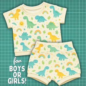 Baby & Kids Lounge Set Sewing Pattern + VIDEO Tutorial | Shirt + Shorts PDF | Pajamas or Playwear | Beginner Friendly | Sizes Newborn to 6Y