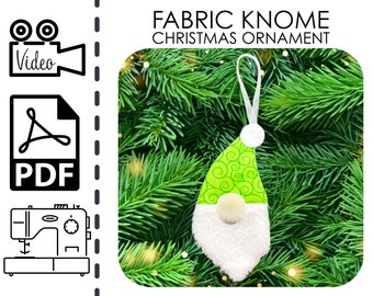 Fabric Gnome Christmas Tree Ornament Sewing Pattern & VIDEO Tutorial | PDF | Easy DIY Holiday Decor Gift to Sew | Beginners Sewing Project