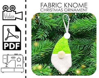Fabric Gnome Christmas Tree Ornament Sewing Pattern & VIDEO Tutorial | PDF | Easy DIY Holiday Decor Gift to Sew | Beginners Sewing Project