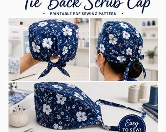 EASY Tie Back Scrub Cap Sewing Pattern & Video Tutorial | Easy DIY Gift to Sew | Men or Women | Nurse | Doctors | CNA | Beginner Friendly