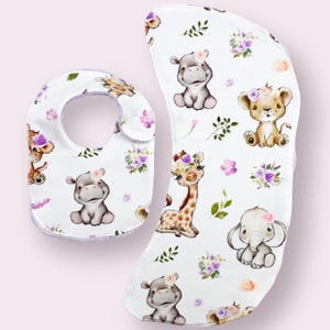 BUNDLE Side Closing Baby and Toddler Bib + Curved Moon Burp Cloth Sewing Pattern & Tutorial | Easy DIY Baby Shower Gift to Sew Boys or Girls