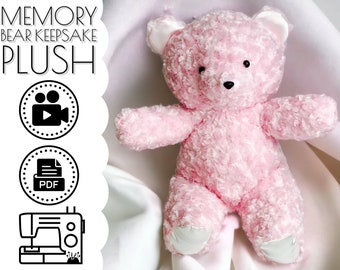 Memory Teddy Bear Keepsake Plush Sewing Pattern & VIDEO Tutorial | Printable PDF | DIY Kids Gift to Sew | Keepsake Project | Stuffed Animal