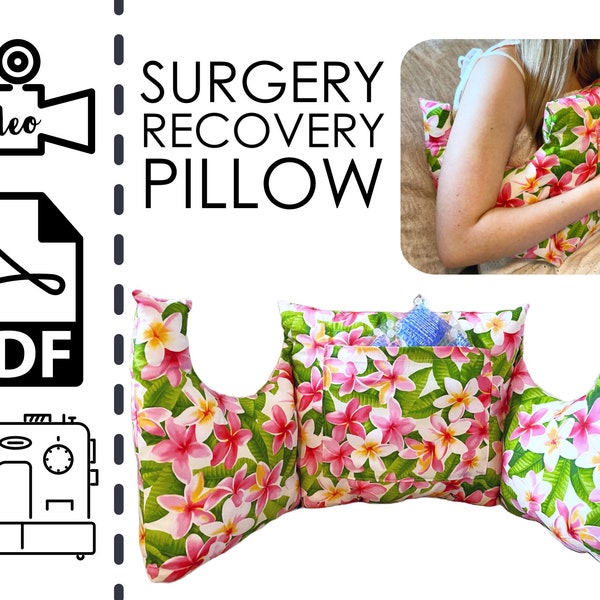 Surgery Recovery Pillow Sewing Pattern & VIDEO Tutorial | Printable PDF | Easy DIY Gift to Sew | C-section, Augmentation, Heart, Shoulder