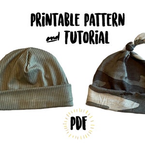 Two EASY Beginners Baby Beanie Hat Sewing Tutorial | DIY | How to Sew a Cap | Pattern | PDF | Baby Shower Gift | Instant Download | Newborn