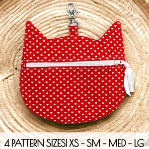 EASY Zipper Cat Pouch Sewing Pattern & Video Tutorial | Printable PDF | Easy DIY Gift to Sew | Coin Purse Key Fob Pencil Clutch | Beginners