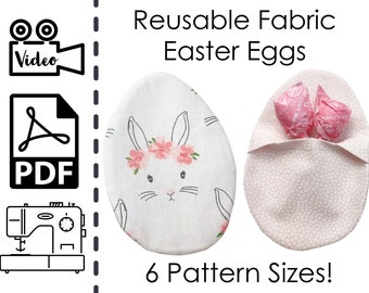 Fillable Fabric Easter Hunt Eggs Sewing Pattern & VIDEO Tutorial | Printable PDF | Easy DIY Gift to Sew | Instant Download | Instructions