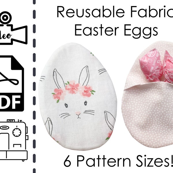 Fillable Fabric Easter Hunt Eggs Sewing Pattern & VIDEO Tutorial | Printable PDF | Easy DIY Gift to Sew | Instant Download | Instructions