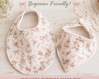 Schnittmuster-Set für Baby-Lätzchen | DIY-PDF-Anleitung | Digitaler Download | Neugeborene | Kleinkinder | Anleitung | 3 Größen | Geschenk zur Babyparty