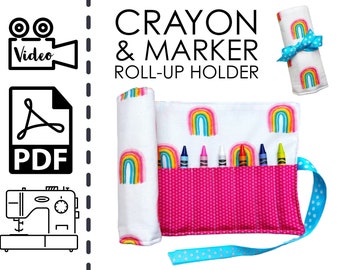 Crayon and Marker Roll Up Holder Sewing Pattern & Video Tutorial | Printable PDF | Easy DIY Gift to Sew | Instant Download Instructions OCC