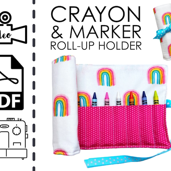 Crayon and Marker Roll Up Holder Sewing Pattern & Video Tutorial | Printable PDF | Easy DIY Gift to Sew | Instant Download Instructions OCC