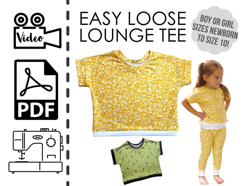 Lounge Top et Bummie Shorts BUNDLE Patron de couture et tutoriel vidéo PDF imprimable Cadeau bricolage facile à coudre Bébé, tout-petit, filles N à Sz 6 image 6