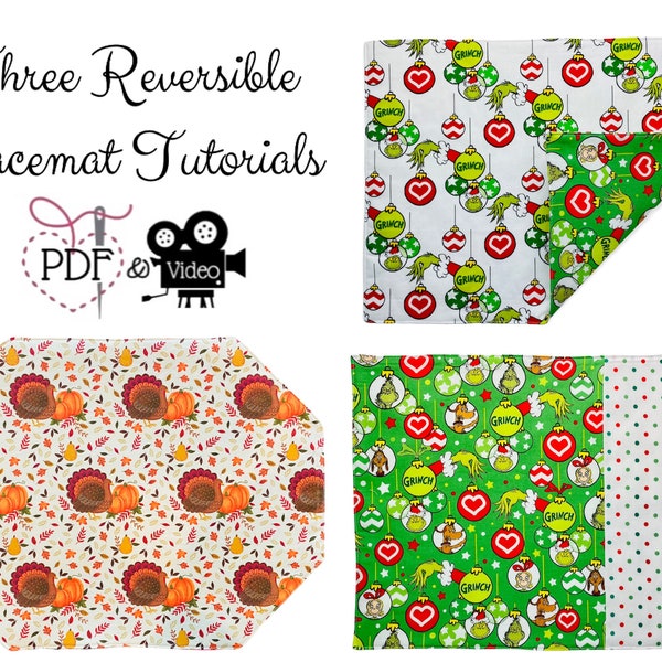 NEW Beginners Easy Reversible Place Mat Sewing Tutorial |  Placemat | Table Pad | Holiday | Christmas | Easter | Thanksgiving | Quick Sew