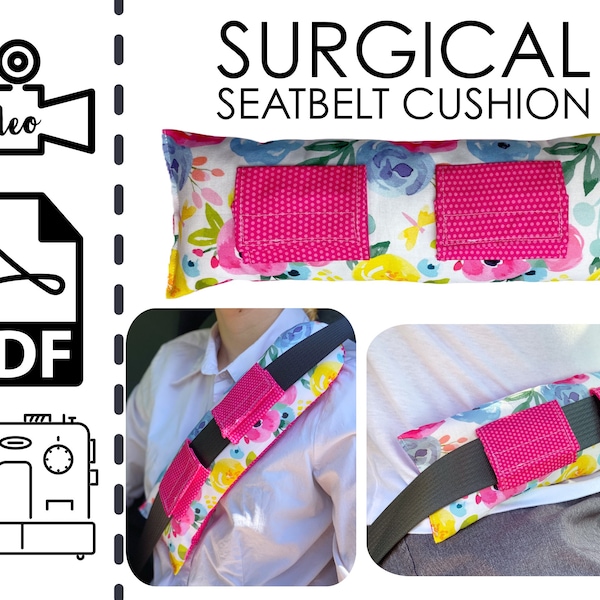 Large Surgical Seatbelt Pillow Cushion Sewing Pattern & VIDEO Tutorial | Printable PDF | Easy Surgery Gift to Sew | Cancer Survivor | Chemo