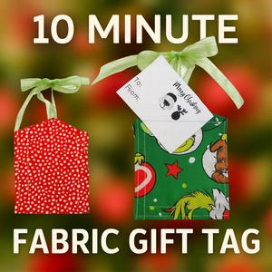 10 Minute Fabric Gift Tag Sewing Pattern | Easy DIY Scrap Fabric Project | Beginner PDF Pattern for Reusable Gift Tags | PDF Printable