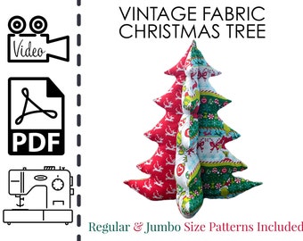 Plush Fabric Christmas Tree Sewing Pattern & VIDEO Tutorial | Table Decor or Pillow | Easy DIY Gift to Sew | Vintage | Beginners Project