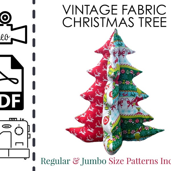 Plush Fabric Christmas Tree Sewing Pattern & VIDEO Tutorial | Table Decor or Pillow | Easy DIY Gift to Sew | Vintage | Beginners Project
